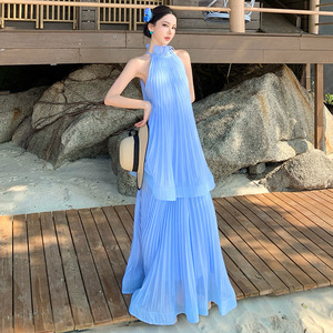 Beachside <strong>Ethereal</strong> Beach <strong>Dress</strong> Sanya Vacation Style Slimming Pleated Maxi <strong>Dress</strong> Summer Vibes Outfit Fairy <strong>Dress</strong> - Product Image 1