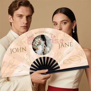 Ventilador de mano de tela de bambú con estampado de seda blanca para <span class=keywords><strong>novia</strong></span>, fiesta de boda, con mango de bambú barato, técnica pintada - Product Image 3