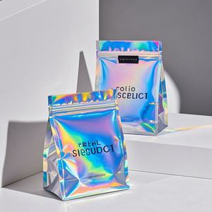 ถุงพลาสติก PE ย่อยสลายได้สำหรับบรรจุภัณฑ์อาหาร พิมพ์โลโก้ตามสั่ง สำหรับขนมและถั่ว ถุงฟอยล์อะลูมิเนียมแบบตั้งได้ ถุงไมลาร์โฮโลแกรม - Product Image 1