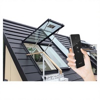 Fenêtre de toit horizontale automatique électrique en aluminium imperméable de style villa moderne, à ouverture par chaîne en acier inoxydable
