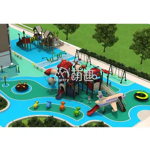 Moetry 600 mq parco giochi all'aperto per bambini Design grande scivolo da gioco in plastica per asilo Campground