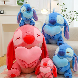 Lilo ve Stitch Sarılan Kalp Peluş Oyuncak Bebek Kawaii Kız Yatak Uyku Peluş Yastığı Mükemmel Doğum Günü Hediyesi - Product Image 5