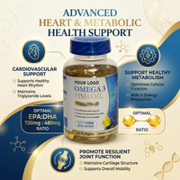 Complément alimentaire en gélules d'huile de poisson Oméga 3 à marque privée 1000mg EPA DHA pour le soutien de la santé cérébrale et immunitaire, fabrication OEM ODM