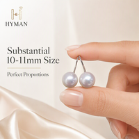 Élégantes boucles d'oreilles clous en perles d'eau douce Edison blanches rondes de qualité AAA de 10-11 mm en argent S925 pour femmes