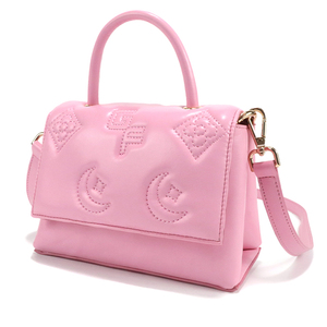 Sac à main élégant de haute qualité en cuir PU rose uni avec motif gaufré, fermeture magnétique, sac à poignée supérieure pour femmes - Product Image 3
