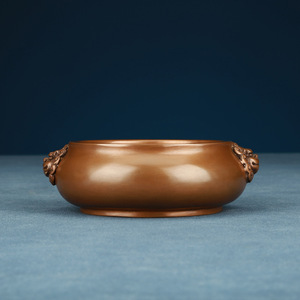 Quemador de Incienso de Cobre Púrpura con Cabeza de León, Base Anular, para Uso Religioso, Artesanía en Bronce - Product Image 1