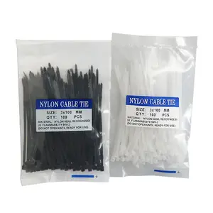 3.6x150mm Best Factory Price Nylon66 Cable Tie Black 6" inch Electrical Plastic Cable Straps, Self-locking Zip Ties White