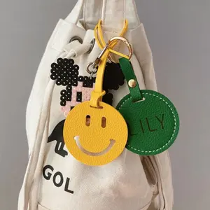 Cheap Wholesale PU Leather Smiley Face Ornament Women Outdoor Bag Charm Smile Emotion Handbag Ornament