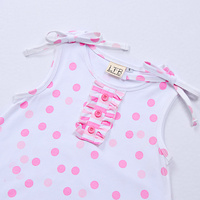 Ensemble mignon décontracté en coton imprimé à pois roses pour filles vêtements de poupée assortis pour l'été et l'automne de 1 à 12 ans