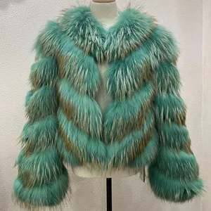 Factory Wholesale Women's Winter Warm True Fox Fur Coat Short Coat Slant Slimming Customized Natural Fur