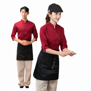 Blouses de <span class=keywords><strong>Chef</strong></span> Professionnelles Unisexe en Polyester Tricoté à Manches Courtes avec Boutons, Vente en Gros/OEM Personnalisé pour Restaurants et Bars - Product Image 2
