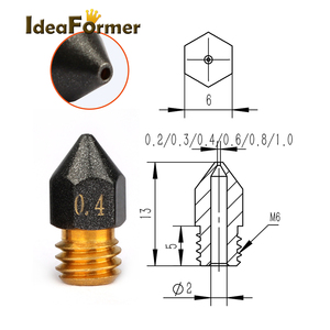 Nouvelle buse Ideaformer 3D Parts Volcano/MK8/E3D V6 en laiton avec revêtement PTFE antiadhésif pour imprimantes CR10 <span class=keywords><strong>CR10S</strong></span> Ender-3 - Product Image 4