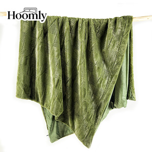 Плед из искусственного меха Hoomly Wholesale, высокое качество, 100% полиэстер, зеленый жаккард, 200x240 см, для современного дома, отеля, гостиной. - Product Image 1