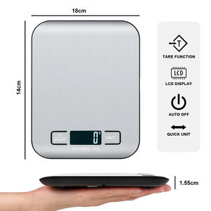 Balance de cuisine rechargeable 5 kg avec écran LCD, en acier inoxydable, pour la maison, les bijoux, les aliments, les collations, la pâtisserie - Product Image 4