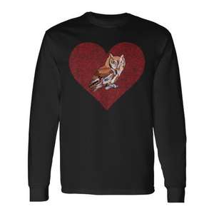 Camiseta de manga larga con diseño de corazón de San Valentín de Eastern Screech Owl, diseño de Bird Love - Product Image 1