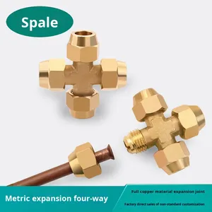 Conector rápido <span class=keywords><strong>de</strong></span> cuatro vías acampanado engrosado <span class=keywords><strong>de</strong></span> <span class=keywords><strong>cobre</strong></span>, 6mm, 8mm, conexión <span class=keywords><strong>de</strong></span> tubería <span class=keywords><strong>de</strong></span> <span class=keywords><strong>cobre</strong></span>, diseño <span class=keywords><strong>de</strong></span> boca <span class=keywords><strong>de</strong></span> campana para una fácil instalación - Product Image 5