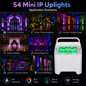ไฟพาร์ LED ไร้สายกันน้ำ IP65 แบตเตอรี่ในตัว 4x18W RGBWA UV สำหรับงานกลางแจ้ง ดีเจ - Product Image 6