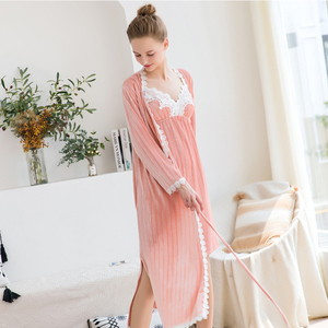 Ropa de dormir al por mayor, camisón <span class=keywords><strong>rosa</strong></span> largo y sexy para mujer, <span class=keywords><strong>bata</strong></span> sexy para mujer - Product Image 6