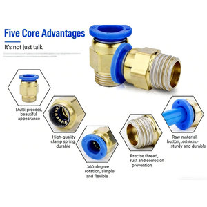 Raccord <span class=keywords><strong>pneumatique</strong></span> droit en plastique PC, connecteur de tuyau d'air à connexion rapide avec filetage BSP/BSPT/NPT pour système de conduite d'air - Product Image 4
