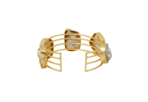 Bracelet manchette ajustable en pierre brute plaqué or fait main de qualité supérieure pour femme, bijou fantaisie en pierre précieuse naturelle, cadeau - Product Image 2