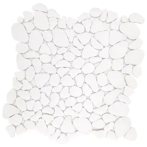 Mattonelle di ciottoli di mosaico di vetro riciclato per Sunwings | Stock in noi | Marmo bianco sembra mosaici per pareti e piastrelle per pavimenti