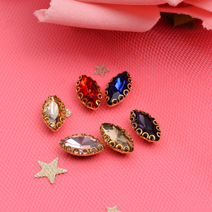 Strass Navette 12 Facettes Bord Doré pour Accessoires Cheveux DIY, Vêtements et Décorations à Coudre à la Main - Product Image 3