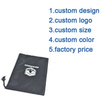 Sac de rangement en nylon noir avec logo imprimé sur mesure, sac de rangement en nylon polyester avec fermeture à glissière