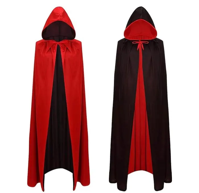 Capa de vampiro de Halloween, capa de bruja de vampiro con capucha Reversible Unisex para disfraces de fiesta de disfraces Cosplay