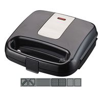 Anbo Gaufrier multifonctionnel à 2 tranches pour sandwichs, beignets, noix, gâteaux, pour petit déjeuner facile Assiette à motifs d'animaux de dessins animés