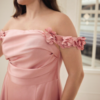 Robe midi décontractée rose pour femme à col carré, motif floral uni, taille empire, corsage froncé et liens au dos