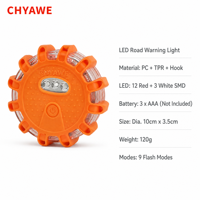 Feu de signalisation routière LED, 9 modes, balise d'urgence SOS, 12 LED rouges, 3 LED blanches, rechargeable, disque lumineux d'avertissement de panne de voiture