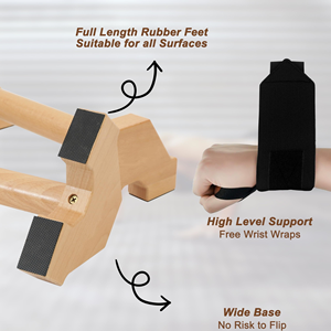 CZ Wooden Fitness Equipment Arm Exercise <b>Strength</b> <b>Training</b> Wooden Handle Wooden Push up Stand Wooden Parallettes Wood Pushup Bar - Product Image 3