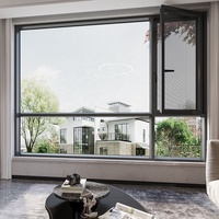 Ventanas de Aluminio con Doble Acristalamiento Templado de Alta Calidad, Resistentes a Huracanes, con Mosquitera Magnética para Villas, Ahorro Energético