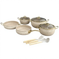 Ensemble de 12 pièces de batterie de cuisine électrique antiadhésive en acier inoxydable 304 de luxe turc transfrontalier à trois couches avec couvercle