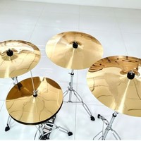 Golden Color Brass Alloy Mirror Practice Cymbals Set 5 Pcs