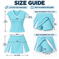 Ensemble de tennis personnalisé pour femmes, haut à manches courtes et col en V, jupe-culotte fendue avec short intégré pour les matchs de tennis