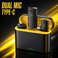 Microphone Lavalier Sans Fil à Double Micro Omnidirectionnel avec Réduction de Bruit, Portée de 50M, Affichage Numérique, Étui de Charge pour Vlogueurs