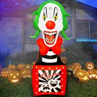 Boîte de clown gonflable d'Halloween de 5 pieds avec lumières LED décor de cour extérieure de saut animé