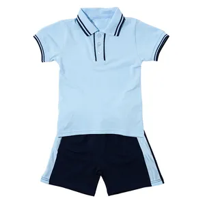 Kinder Sommer anzüge Kombination Farbe Jungen lässig Großhandel Kinder uniform Schuluniform