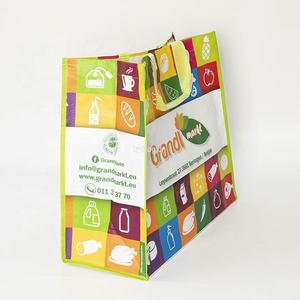 Bolsa de mano laminada reutilizable personalizada, tejido de polipropileno PP con asa de algodón, bolsa de compras con patrón de letras personalizado - Product Image 2