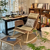 Fauteuil à bascule inclinable en rotin et métal, design minimaliste moderne, pour extérieur, balcon, cour, terrasse, chaise de détente