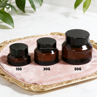 Flacon pulvérisateur en verre ambré à épaule inclinée de 100 ml et 200 ml avec pompe noire, et ensemble de pots cosmétiques marron pour crème, pour emballage de soins de la peau