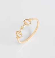 Bague empilable minimaliste en acier inoxydable 316L délicat, cadeau pour les amoureux des chevaux, cadeau pour petite amie, bague mors de rêne dorée