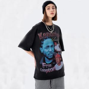 Camiseta de Manga Corta para Hombre, Estilo Hip Hop, Lavada, Desgastada, Vintage, Unisex, con Estampado Ácido - Product Image 1