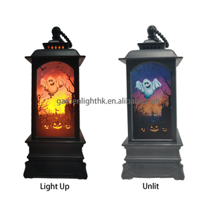 Décorations de Table d'Halloween Lanternes Noires Citrouille/Fantôme Scènes avec Bougie Blanche Chaude Clignotant Lumière - Product Image 3