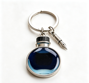 Blue Glass Bottle Metal Key Chain Starry Pendant <b>Keyring</b> Pen <b>Charm</b> Gift for Men - Product Image 1