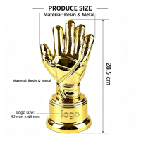 Trofeo Personalizado del Mejor Portero, Guante de Oro, Metal Brillante, Grabado Personalizado, Premio Anual de Fútbol