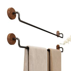 Autre porte-serviettes en bois de noyer à 2 barres, auto-adhésif, minimaliste, pour salle de bain, pour étagère de rangement sous le lavabo - Product Image 4