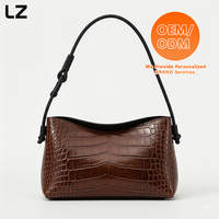 Sacs à main en cuir véritable LZ Custom Logos, motif crocodile, sac à bandoulière pour femme, sacoche sous le bras pour soirée, femme