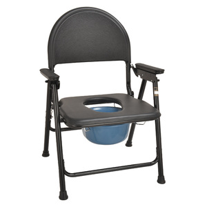Nursing <b>Commode</b> Chair 890A <b>Folding</b> Portable Toilet Chair For Disabled Rehabilitation Black Painted Steel Pipe - Product Image 2